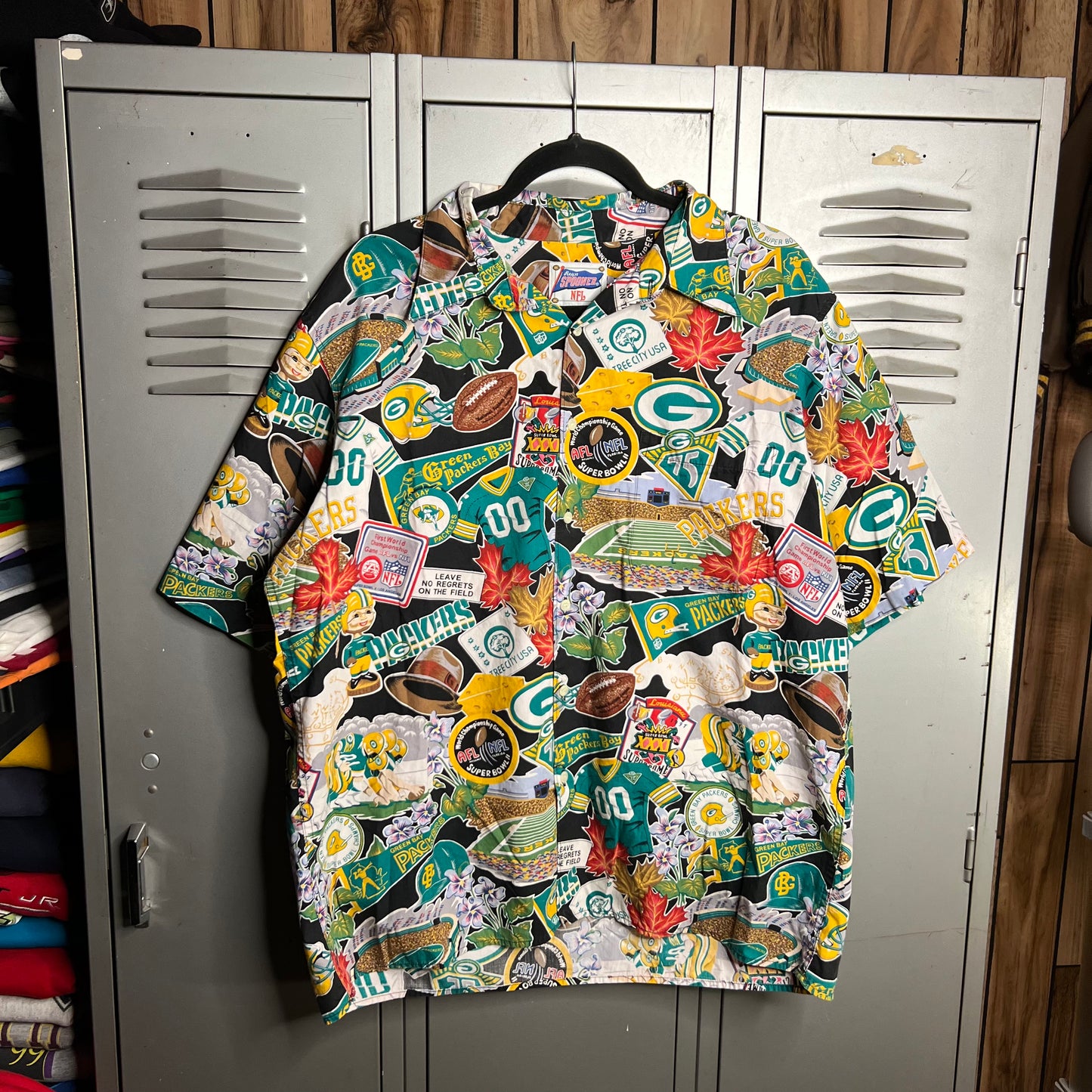 Vintage 1990s Green Bay Packers Reyn Spooner Hawaiian Button Up AOP Shirt
