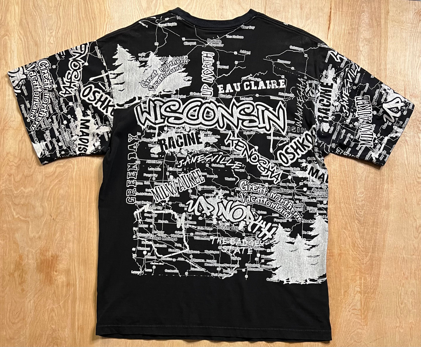 Modern AOP Wisconsin Road Map T-Shirt