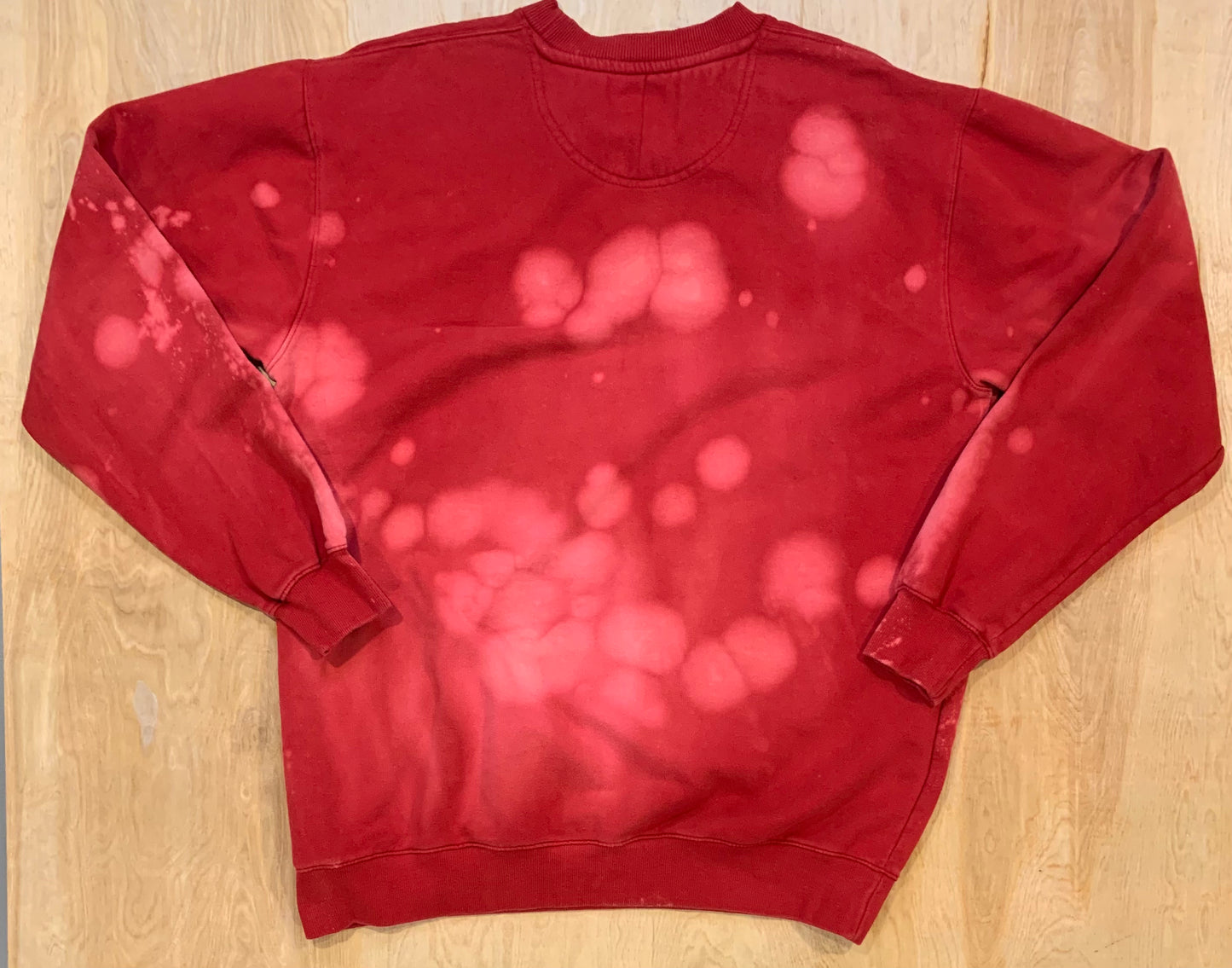 Custom Bleached Red Cut Champion Crewneck