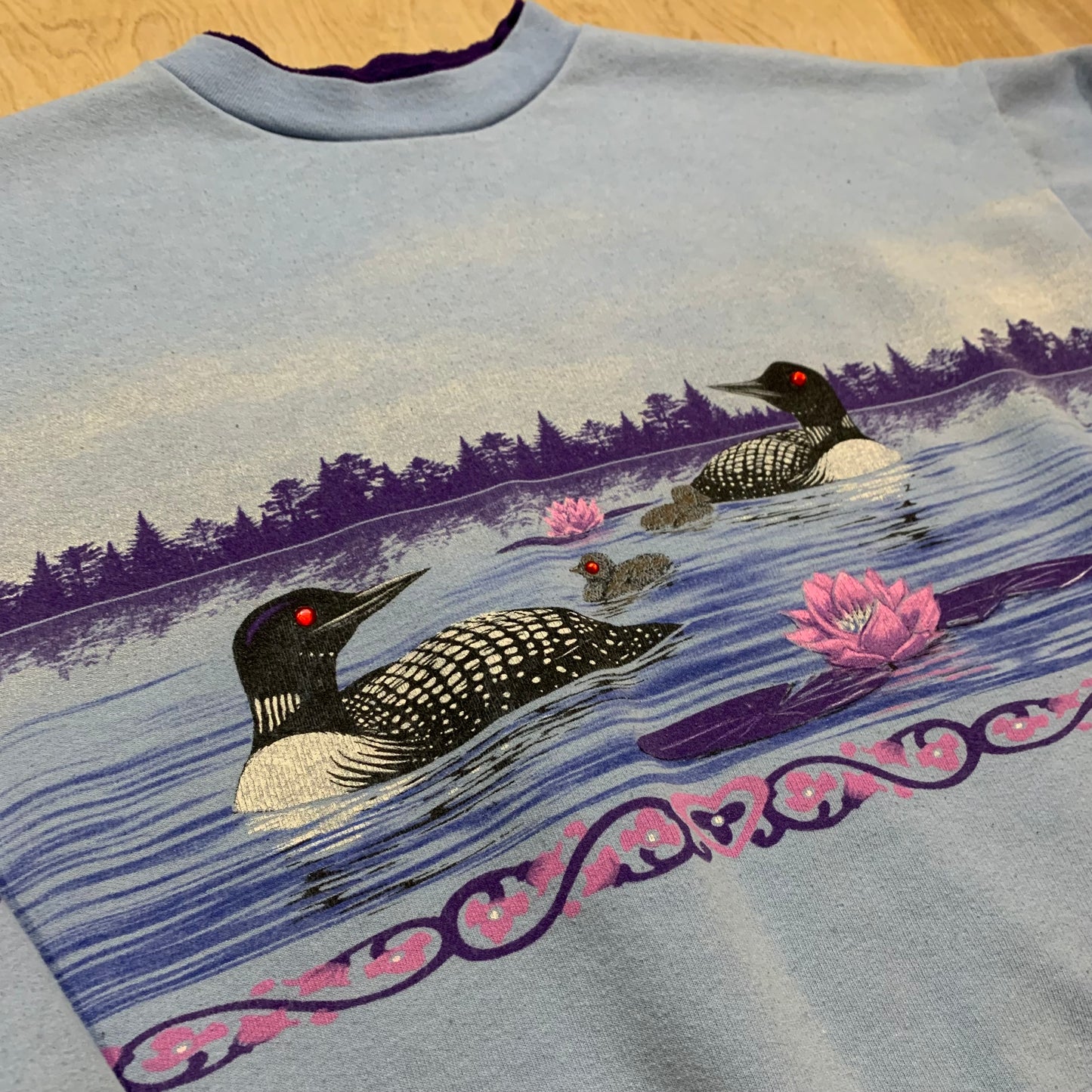 Vintage Artisans Designs Loon Family Crewneck