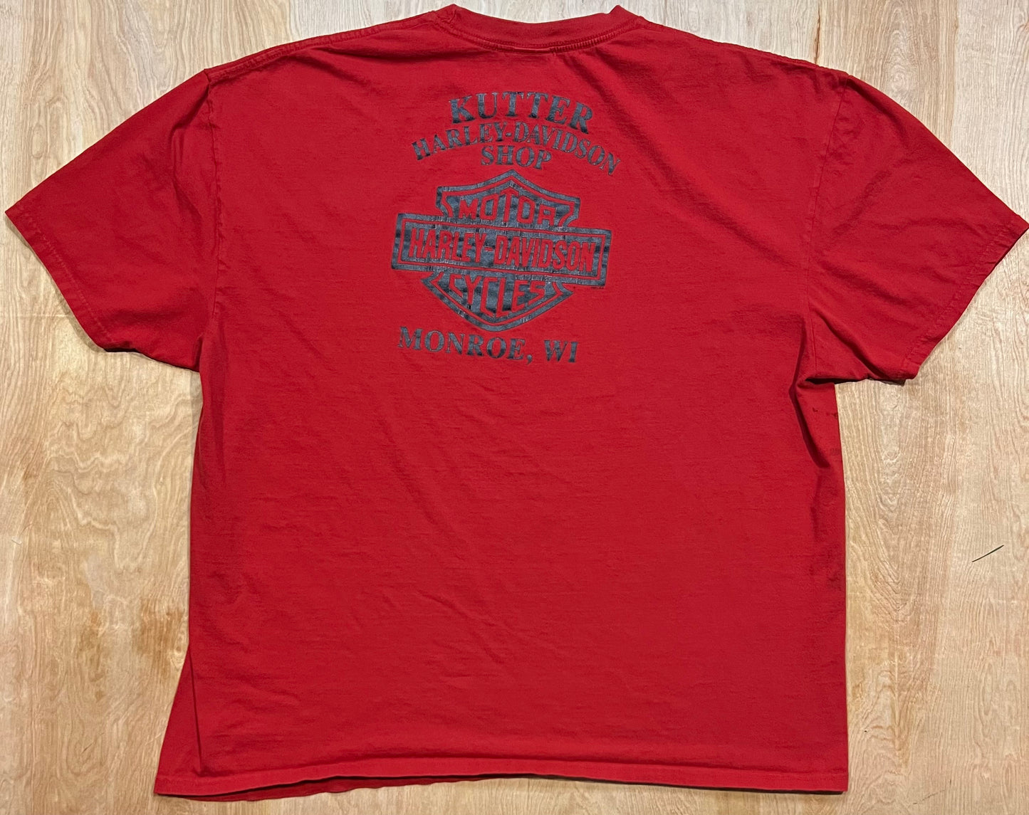 Harley Davidson Big Print Monroe, WI T-Shirt