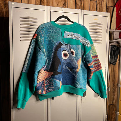 GSB CUSTOM Handmade 1 of 1 Vintage Blanket x Lee Heavy Combo Crewneck x Nemo x Disney x Pixar