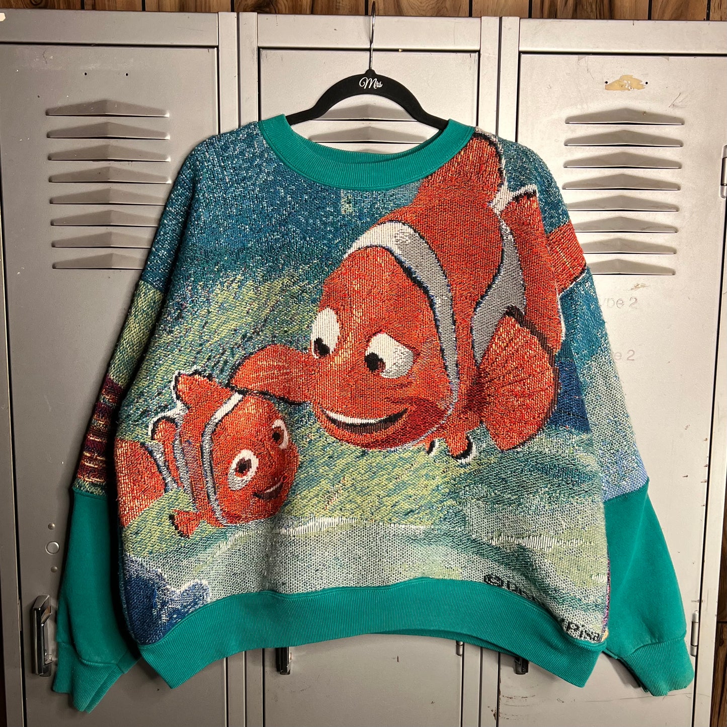 GSB CUSTOM Handmade 1 of 1 Vintage Blanket x Lee Heavy Combo Crewneck x Nemo x Disney x Pixar