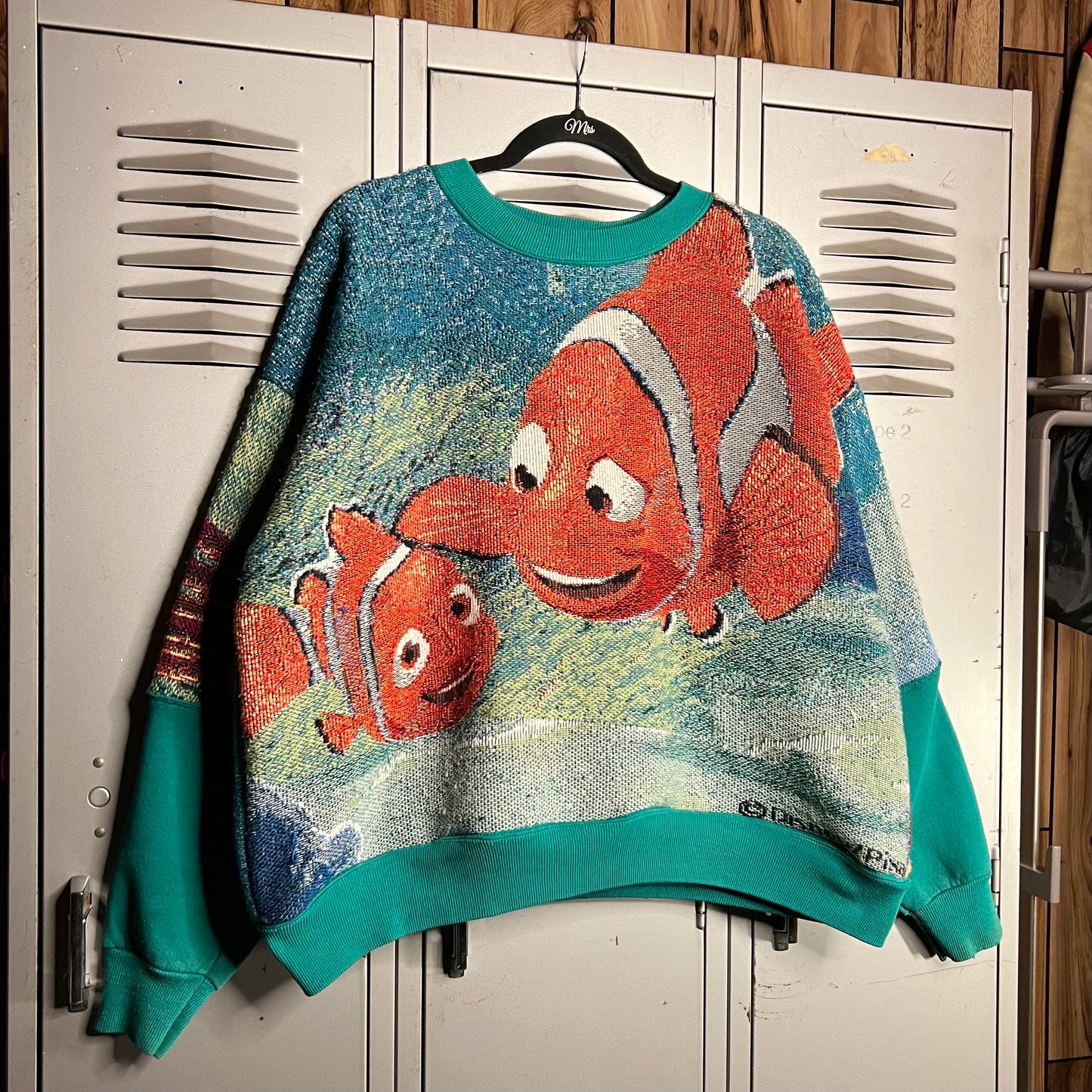 GSB CUSTOM Handmade 1 of 1 Vintage Blanket x Lee Heavy Combo Crewneck x Nemo x Disney x Pixar