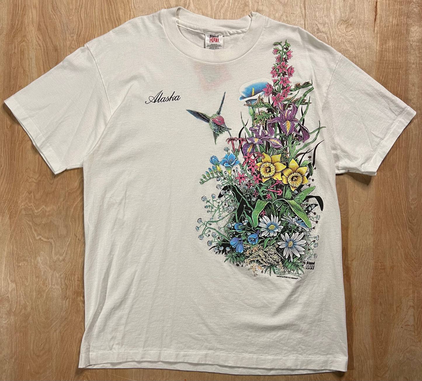 1995 Alaska Hummingbird x Flowers Single Stitch T-Shirt