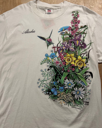 1995 Alaska Hummingbird x Flowers Single Stitch T-Shirt