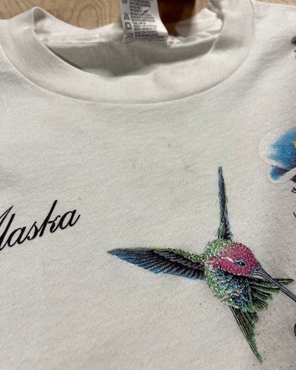 1995 Alaska Hummingbird x Flowers Single Stitch T-Shirt