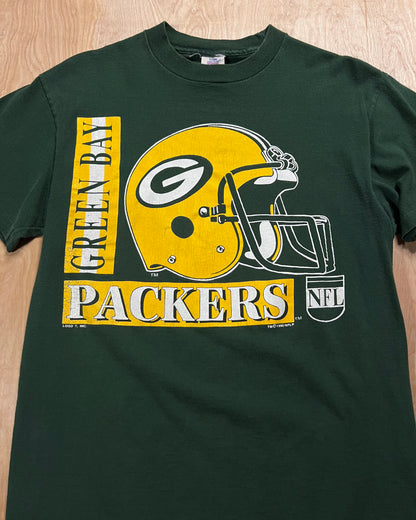 1990 Green Bay Packers Logo 7 Single Stitch T-Shirt