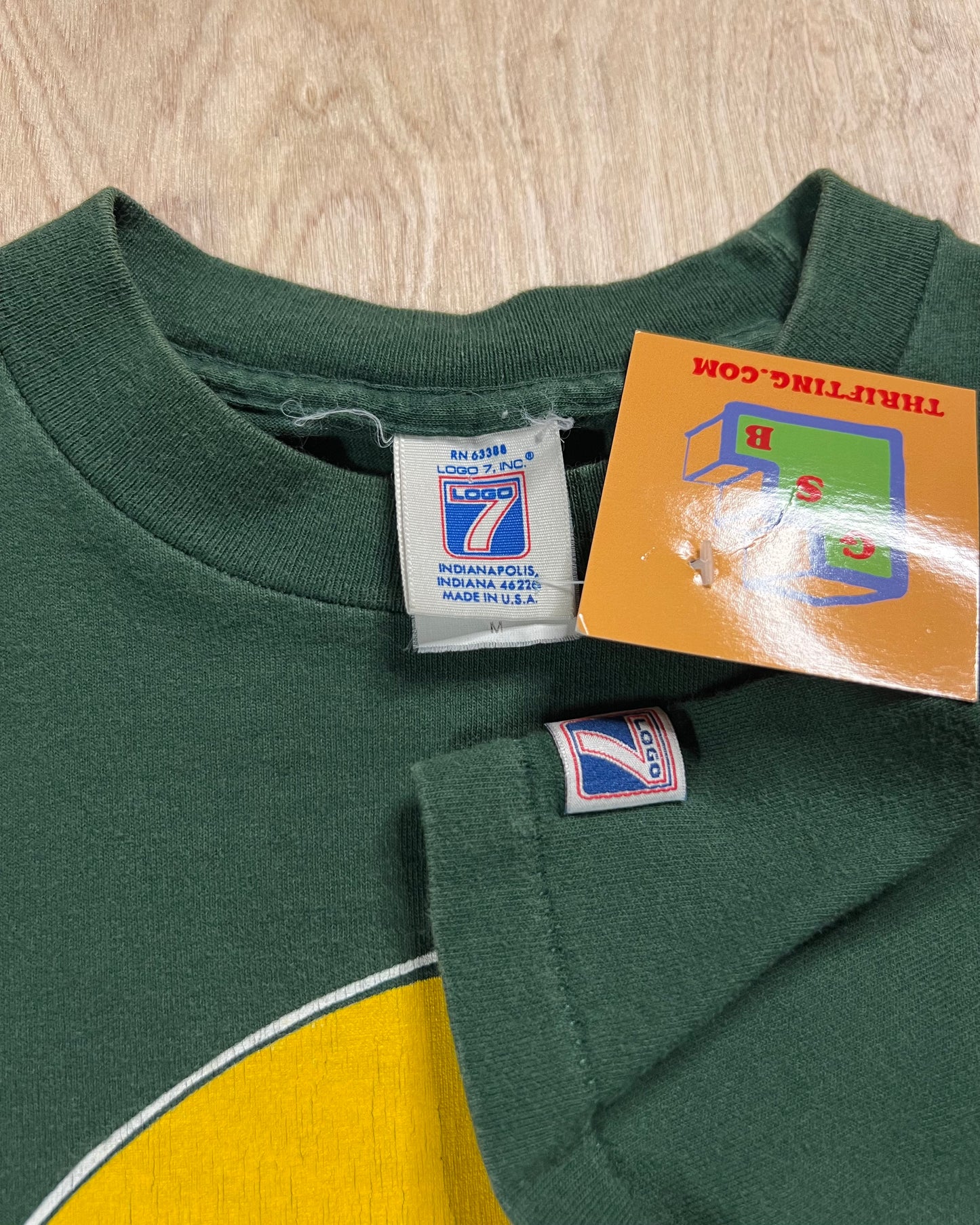 1990 Green Bay Packers Logo 7 Single Stitch T-Shirt