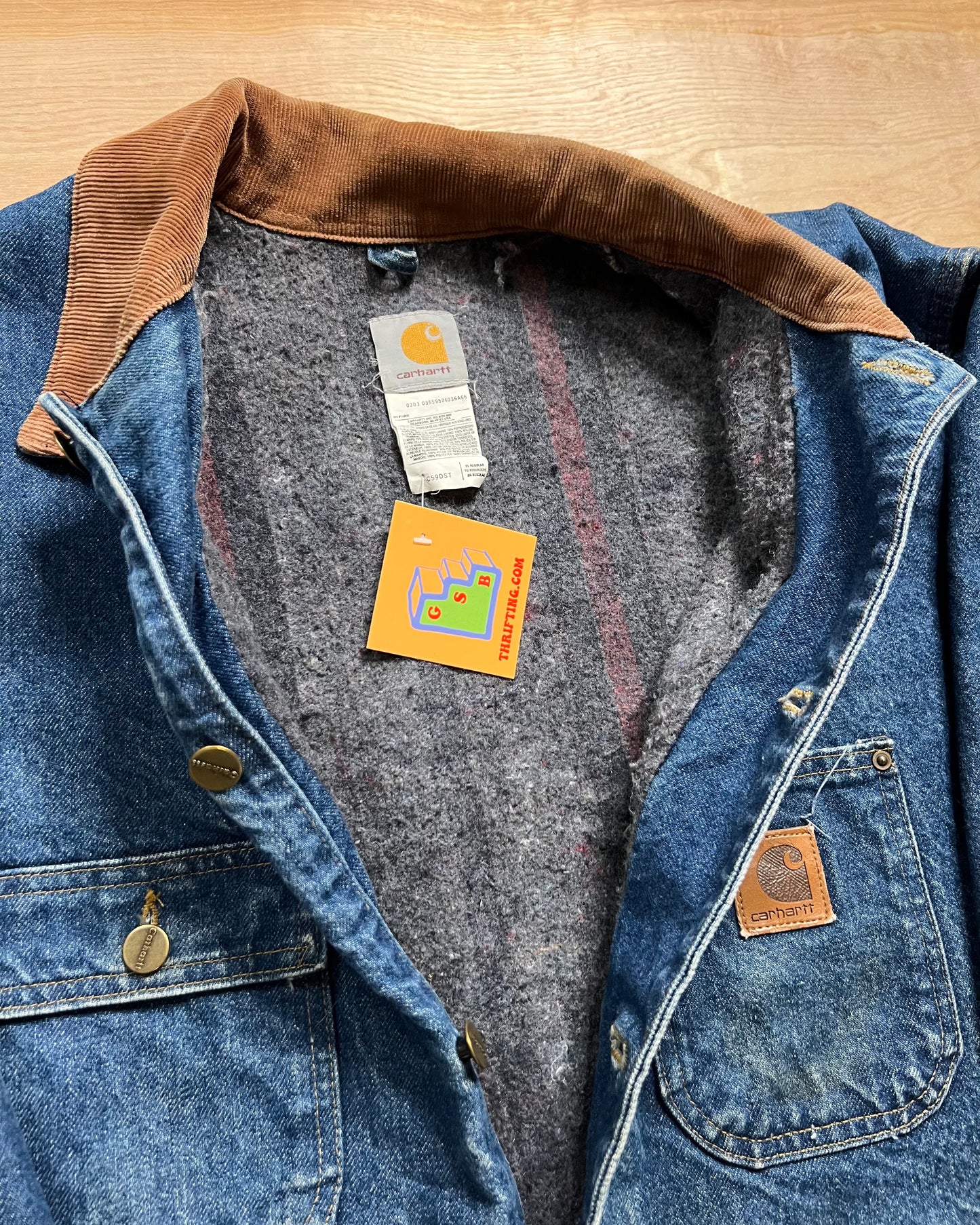 Vintage Carhartt Blanket Lined Denim Work Jacket