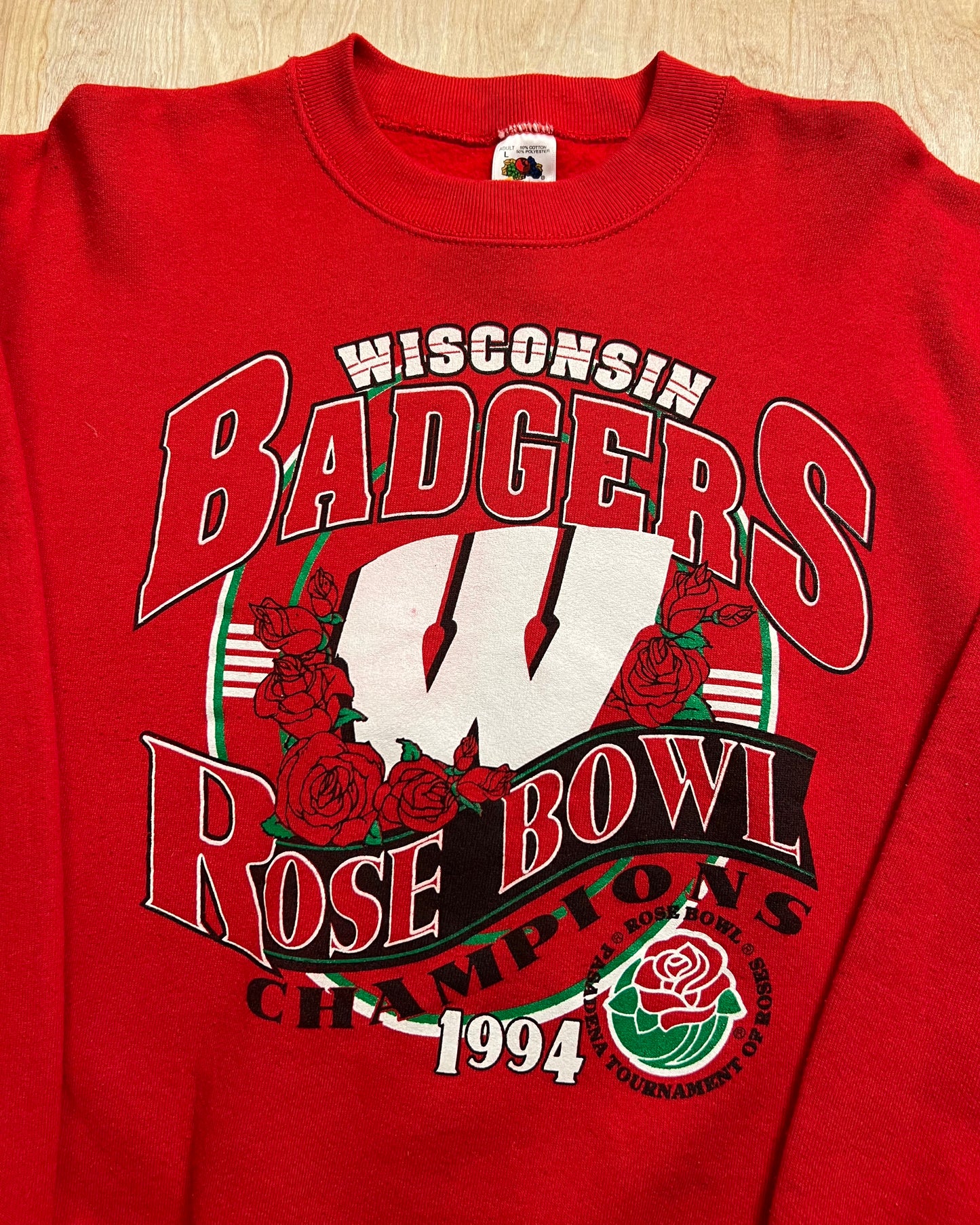 1994 Wisconsin Badgers Rose Bowl Champions Fruit of the Loom Crewneck