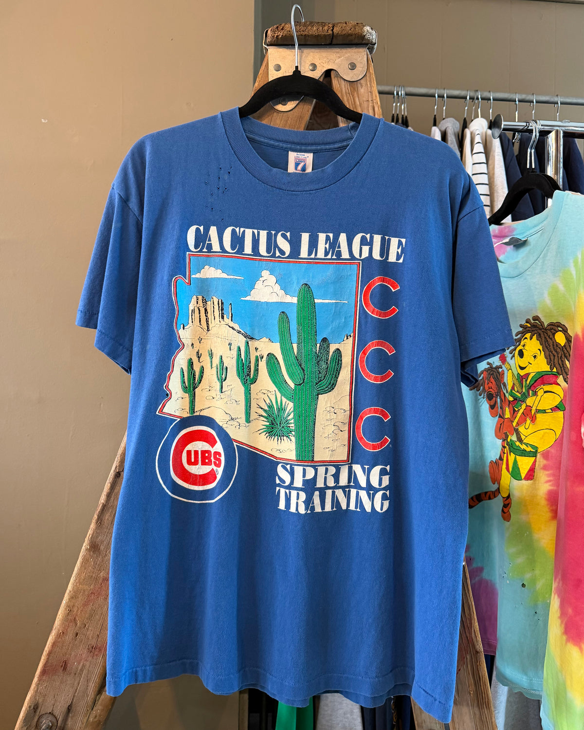 1990s Chicago Cubs Spring Training Logo 7 Single Stitch Faded and Distressed T-Shirt