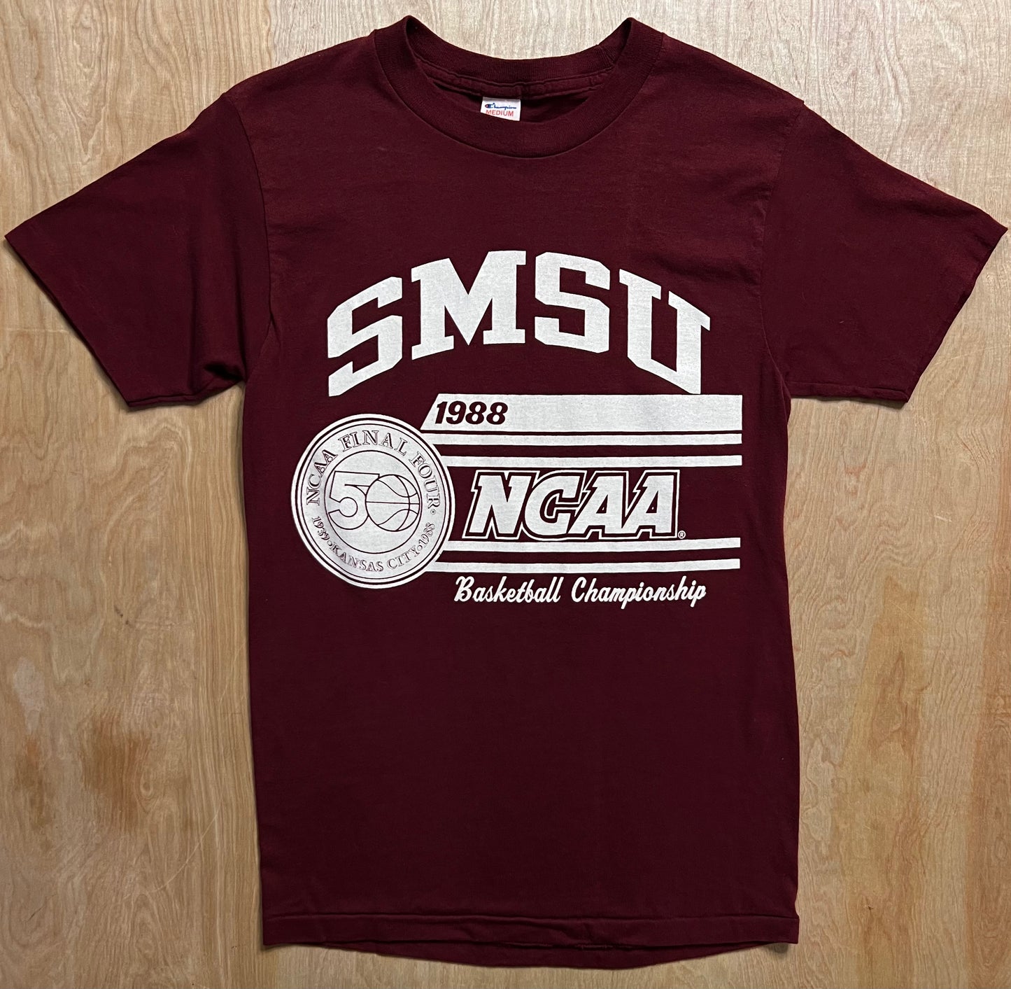 1988 SMSU NCAA Final Four Basketball Single Stitch Champion T-Shirt