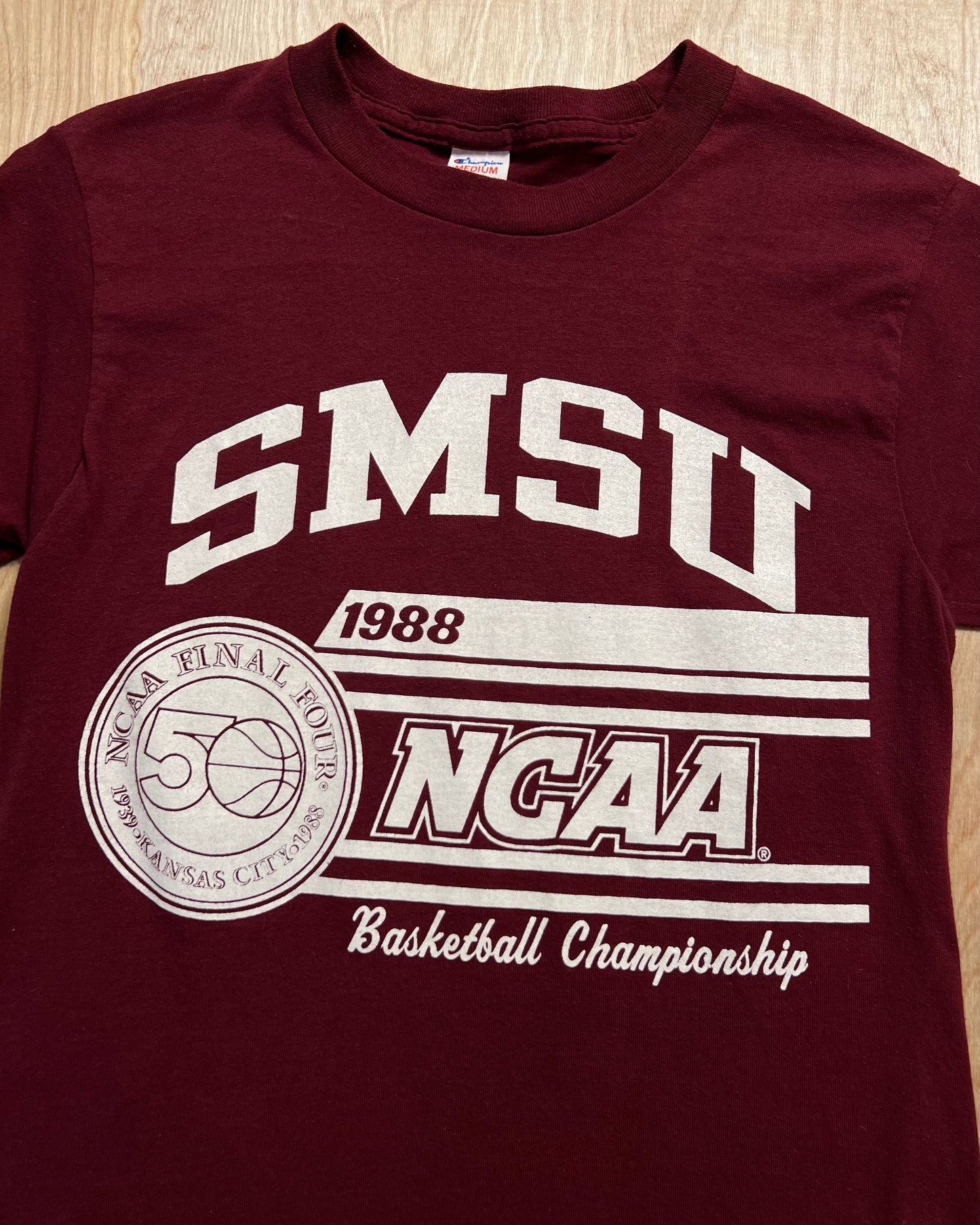 1988 SMSU NCAA Final Four Basketball Single Stitch Champion T-Shirt
