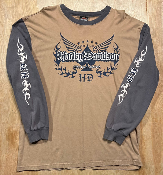 Early 2000's Harley Davison 2 Tone Flame Long Sleeve