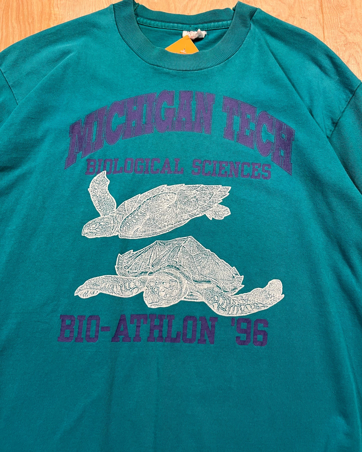 1996 Faded Michigan Teach Bio-Athlon Single Stitch T-Shirt