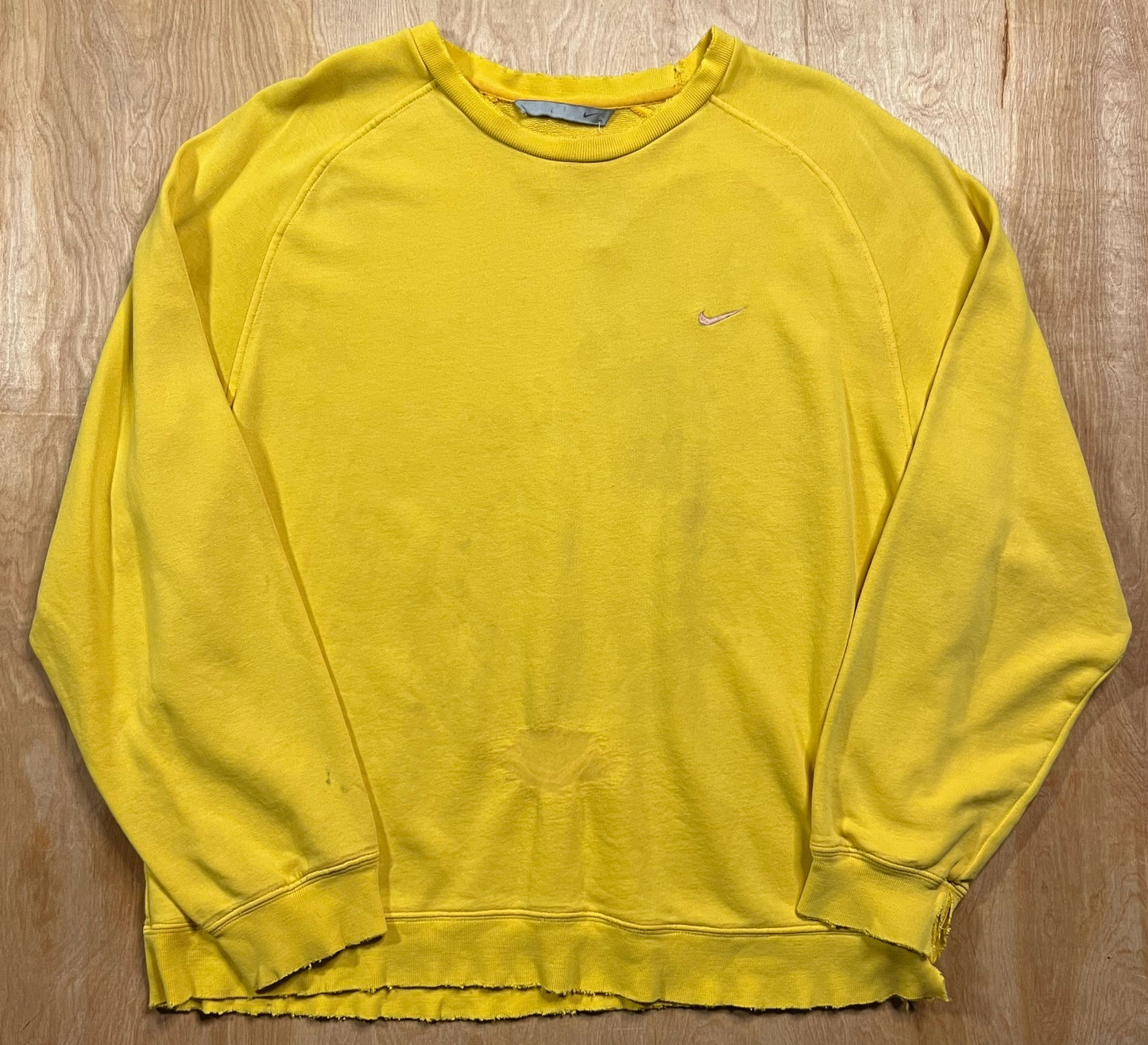 Y2K Faded x Distressed Yellow Nike Crewneck