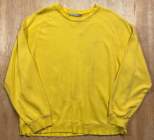 Y2K Faded x Distressed Yellow Nike Crewneck