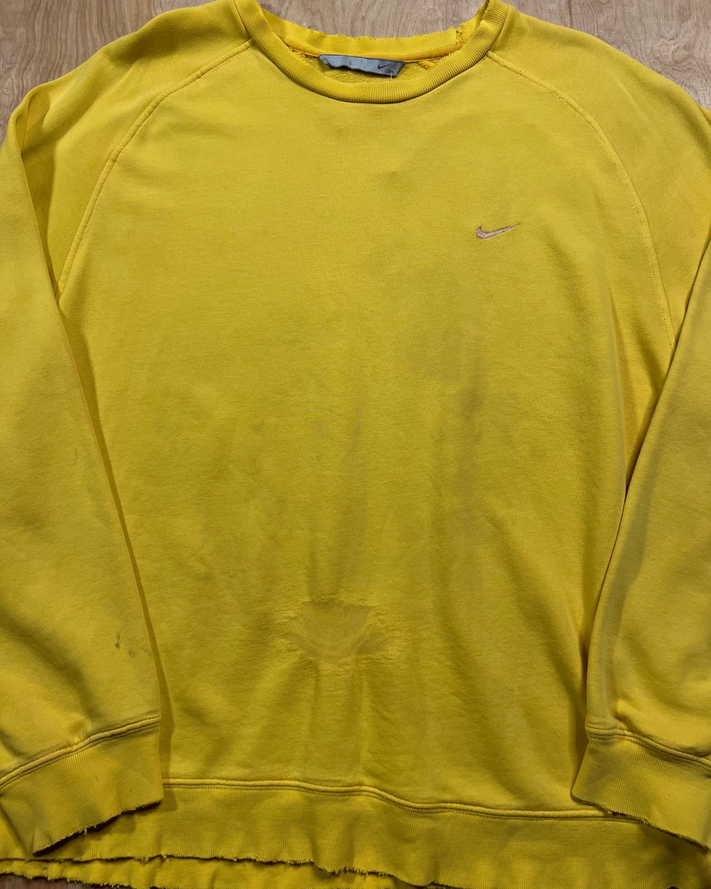 Y2K Faded x Distressed Yellow Nike Crewneck