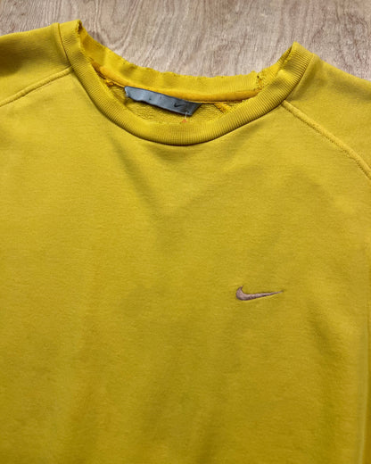 Y2K Faded x Distressed Yellow Nike Crewneck