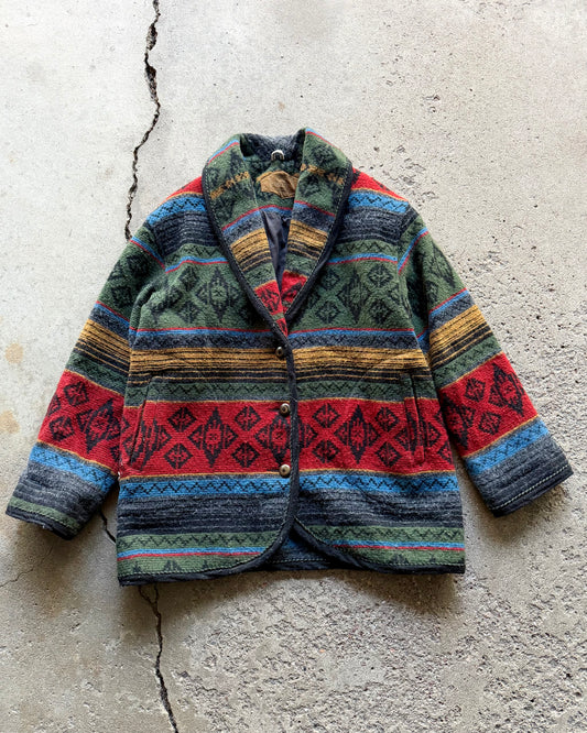 Vintage Late 1990s Woolrich Wool Outdoor Style x Aztec x Long Jacket