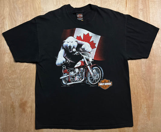 1999 Harley Davidson Polar Bear X Canadian Flag Thunder Bay T-Shirt