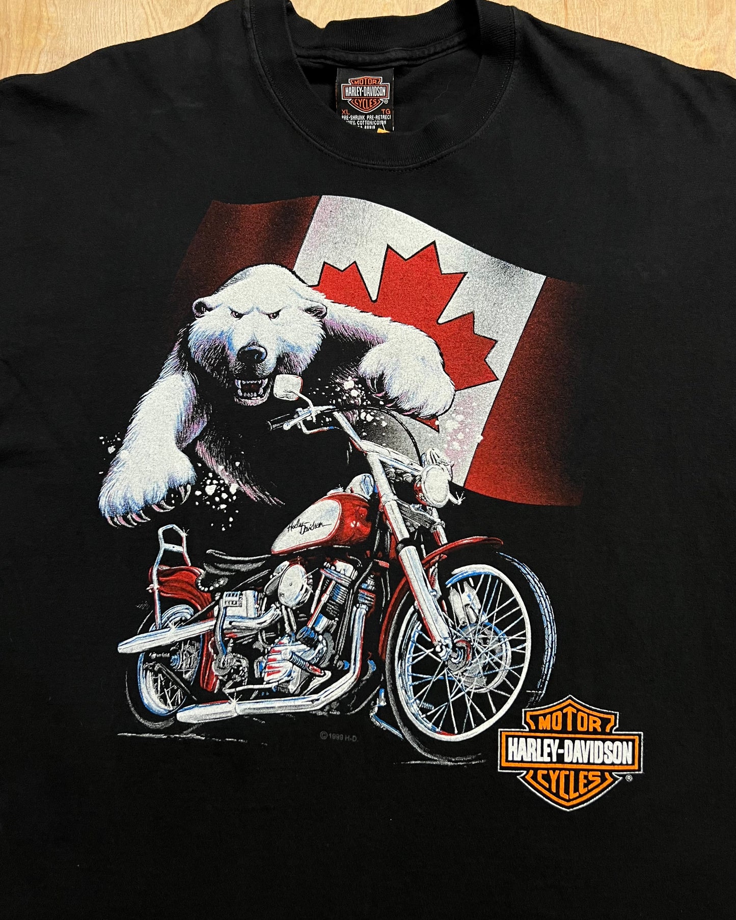 1999 Harley Davidson Polar Bear X Canadian Flag Thunder Bay T-Shirt