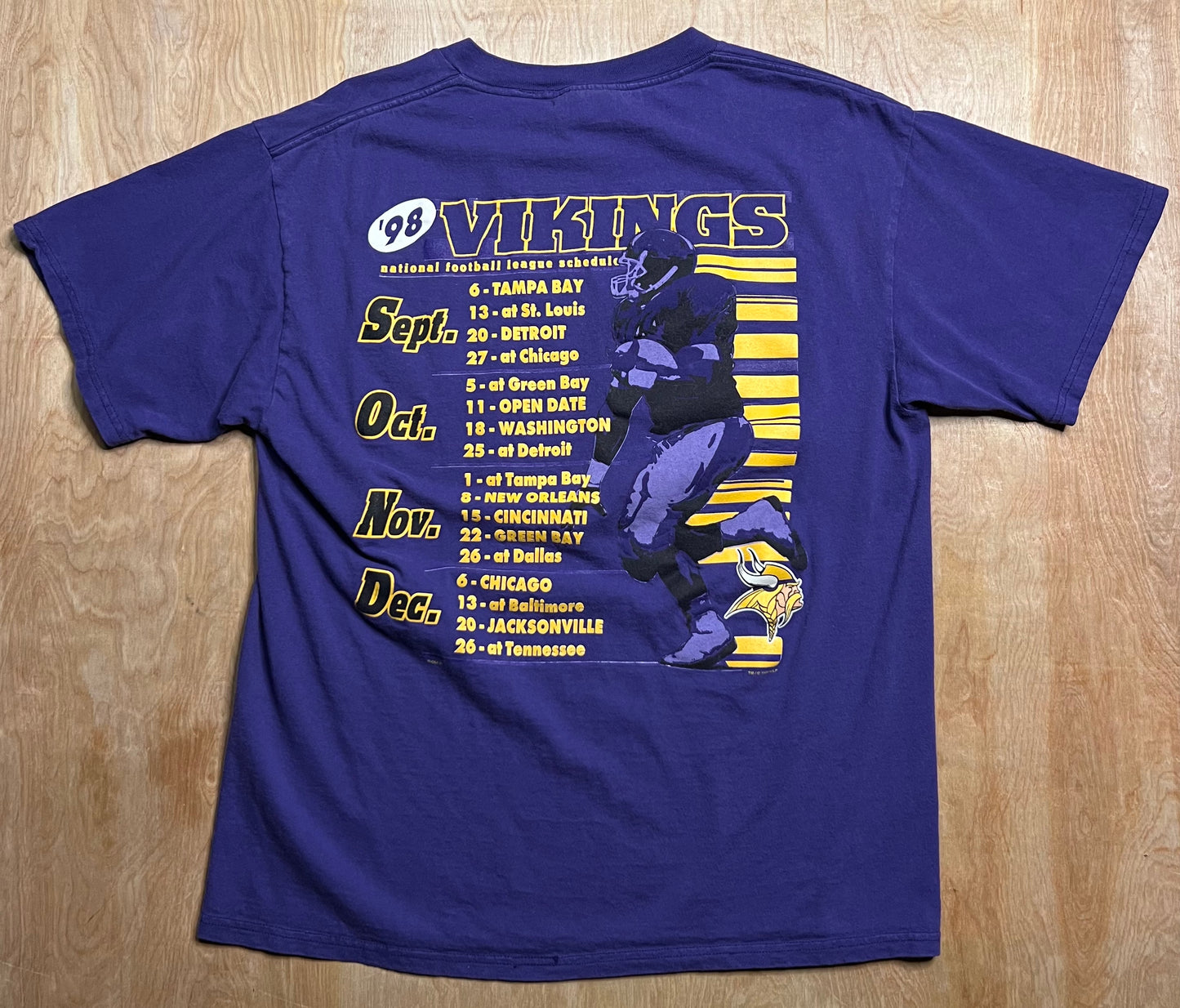 1998 Minnesota Vikings Schedule T-Shirt