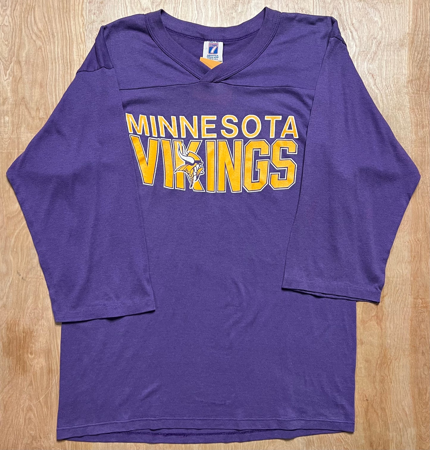 Early 1990's Minnesota Vikings Logo 7 3 Quarter Length Sleeve Shirt