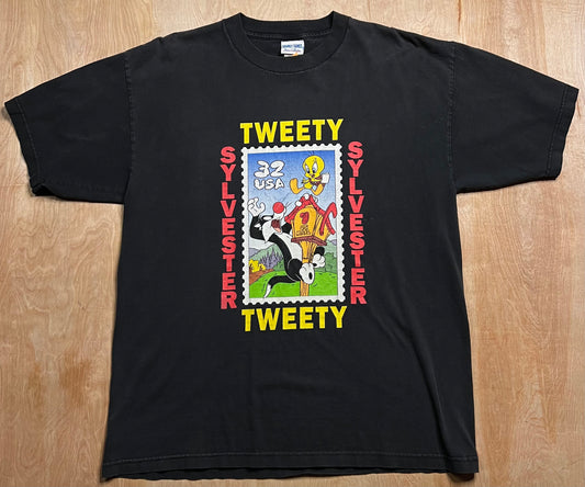 1997 Looney Tunes Stamp Collections Tweety x Sylvester T-Shirt