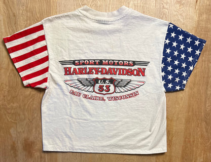 1998 Harley Davidson American Flag Eau Claire, Wisconsin T-Shirt