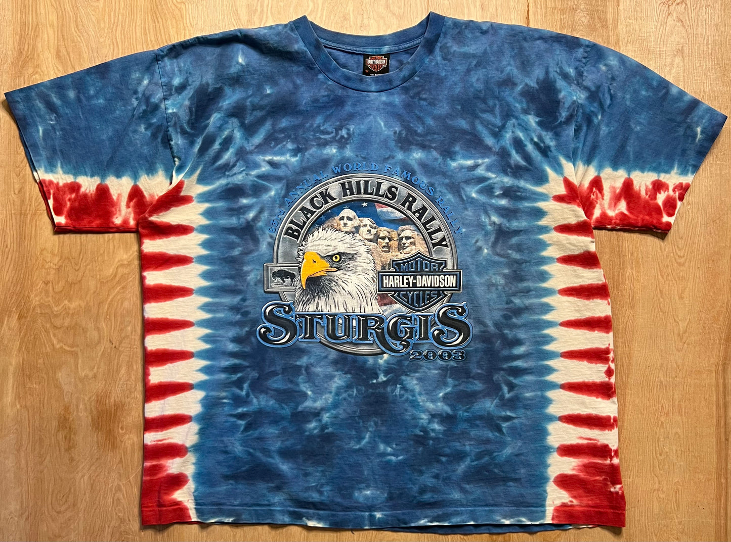 2003 Harley Davidson Sturgis Black Hills Rally Tie Dye Single Stitch T-Shirt