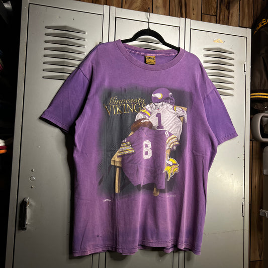Vintage 1990s Faded x Distressed Minnesota VIkings Made in USA Nutmeg T-Shirt