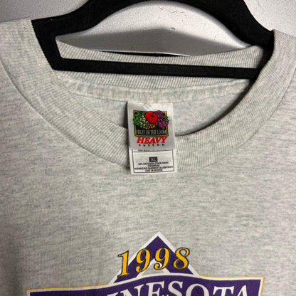Vintage 1998 Minnesota Vikings NFL x NFC Central Division Champions Fruit of the Loom Grey T-Shirt