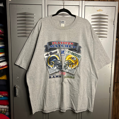 Vintage Early 2000s Y2K Playoff Matchup Green Bay Packers vs St Louis Rams Lee Sports T-Shirt