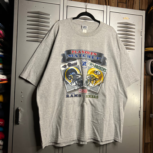 Vintage Early 2000s Y2K Playoff Matchup Green Bay Packers vs St Louis Rams Lee Sports T-Shirt