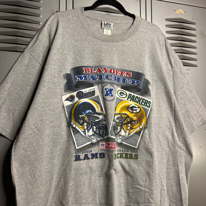 Vintage Early 2000s Y2K Playoff Matchup Green Bay Packers vs St Louis Rams Lee Sports T-Shirt