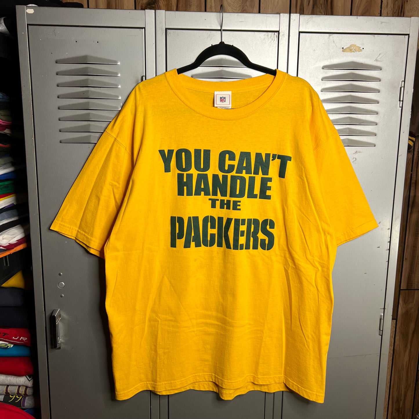 Vintage 2000s Y2K Green Bay Packers "You Can't Handle the Packers" Yellow NFL T-Shirt