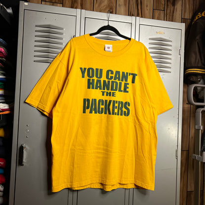 Vintage 2000s Y2K Green Bay Packers "You Can't Handle the Packers" Yellow NFL T-Shirt