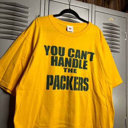Vintage 2000s Y2K Green Bay Packers "You Can't Handle the Packers" Yellow NFL T-Shirt