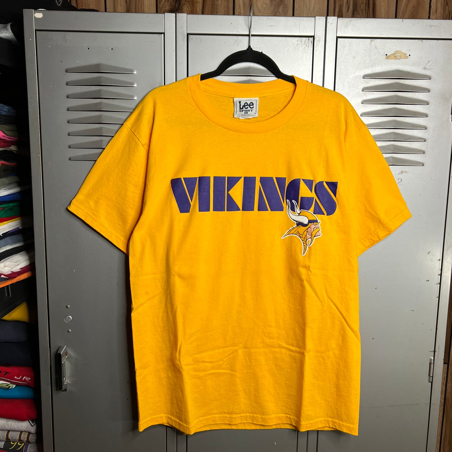 Vintage 1990s Minnesota Vikings x Randy Moss Lee Sports Made in USA Yellow T-Shirt