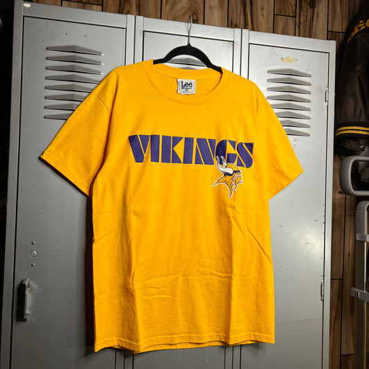 Vintage 1990s Minnesota Vikings x Randy Moss Lee Sports Made in USA Yellow T-Shirt