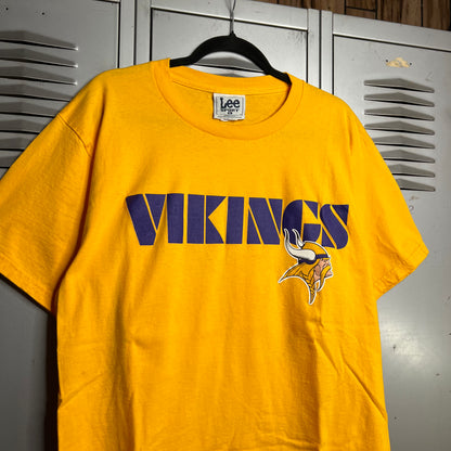 Vintage 1990s Minnesota Vikings x Randy Moss Lee Sports Made in USA Yellow T-Shirt