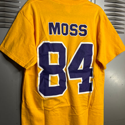 Vintage 1990s Minnesota Vikings x Randy Moss Lee Sports Made in USA Yellow T-Shirt