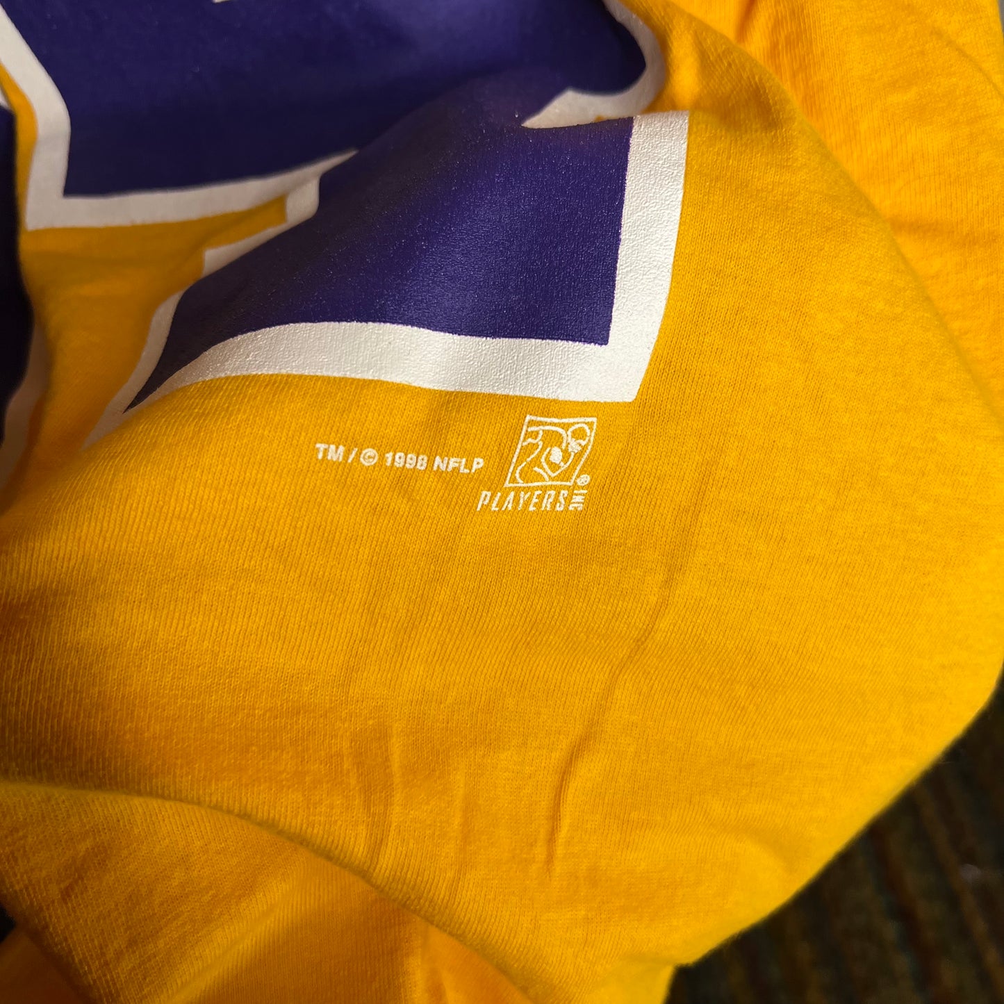 Vintage 1990s Minnesota Vikings x Randy Moss Lee Sports Made in USA Yellow T-Shirt