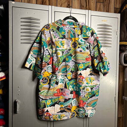 Vintage 1990s Green Bay Packers Reyn Spooner Hawaiian Button Up AOP Shirt