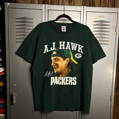 Vintage 2000s Y2K Green Bay Packers AJ Hawk NFL Players T-Shirt