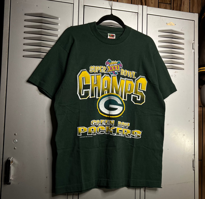 Vintage 1990s Green Bay Packers Super Bowl Champions Fruit of the Loom Single Stitch T-Shirt