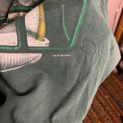 Vintage 1990s Faded x Distressed Green Bay Packers Helmet Lee Sport T-Shirt
