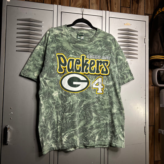 Vintage Early 2000s Y2K Green Bay Packers x Brett Favre Tie Dye Single Stitch All Sport T-Shirt